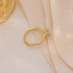 Sweet Sexy One Carat Zircon Crystal Open Rings for Women 18K Gold Plated Adjustable Stainless Steel Finger Ring Jewelry Female