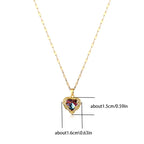 Top Luxury Colorful Crystal Ocean Heart Pendant Necklace for Women Trendy 316L Stainless Steel Jewelry Female Wedding Neck Chain
